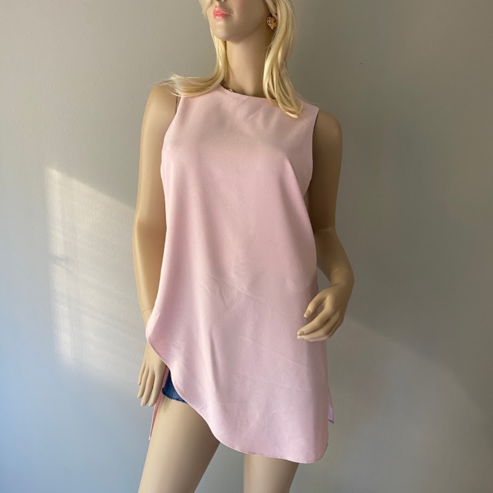 WHBM Pink Sleeveless Curve Hem Tunic Size 8